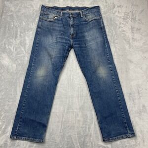 Levis 505 Jeans Mens 38x29 Blue Denim Faded Medium Wash Mid Rise Straight Leg